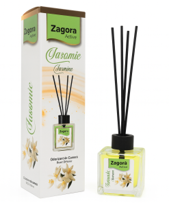 Odorizant de cameră Zagora Active Iasomie 120 ml – difuzor cu bețișoare și aromă florală de iasomie