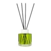 Odorizant de cameră Yumoş Acacia 130 ml, flacon din sticlă cu lichid verde-gălbui, capac alb și patru bețișoare negre, pe fundal alb.