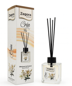 Odorizant de cameră Zagora Active Crin 120 ml – difuzor cu bețișoare și aromă florala de crin