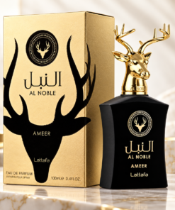 Lattafa Al Noble Ameer 100 ml parfum unisex în decor elegant auriu
