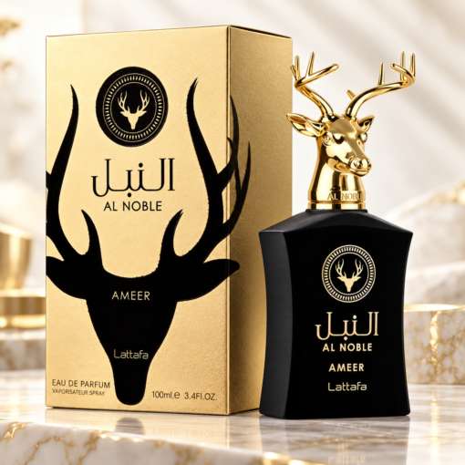 Lattafa Al Noble Ameer 100 ml parfum unisex în decor elegant auriu
