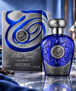 Lattafa Blue Oud Elixir 100 ml în decor oriental albastru elegant