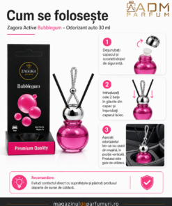 Cum se folosește odorizantul auto Zagora Active Bubblegum 30 ml