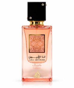 Lattafa Ana Abiyedh Coral 60 ml, apă de parfum unisex, flacon roz coral cu capac negru