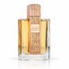 Lattafa Angham 100 ml, flacon cu lichid auriu și ornamente roz-aurii cu simboluri muzicale