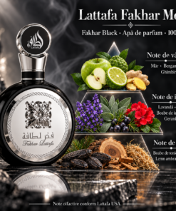 Piramida olfactivă Lattafa Fakhar Men 100 ml: măr, bergamotă și ghimbir, inimă aromatică, tonka, cedru și vetiver