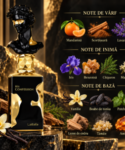 Lattafa His Confession 100 ml piramidă olfactivă cu mandarină, scorțișoară, iris, vanilie și ambră
