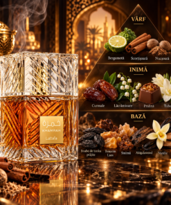 Lattafa Khamrah 100 ml piramidă olfactivă cu scorțișoară, curmale, praline și vanilie
