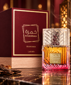 Lattafa Khamrah Dukhan 100 ml parfum unisex în decor oriental elegant