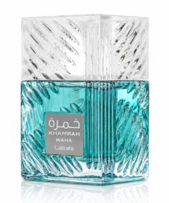 Lattafa Khamrah Waha 100 ml, apă de parfum unisex, flacon turcoaz cu capac transparent