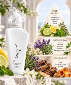 Lattafa Maahir Honor 100 ml piramidă olfactivă cu bergamotă, lavandă, iasomie și ambră