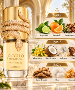 Lattafa Musamam White Intense 100 ml piramidă olfactivă cu bergamotă, portocală, ylang-ylang, cocos și santal