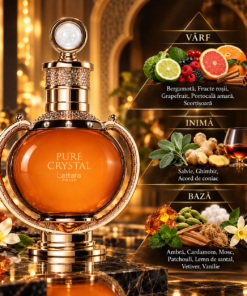 Lattafa Pride Pure Crystal 100 ml piramidă olfactivă cu bergamotă, fructe roșii, coniac, ambră și vanilie