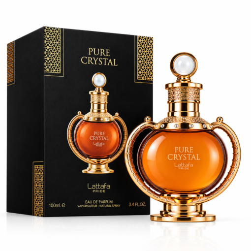 Lattafa Pure Crystal 100 ml apă de parfum unisex – flacon auriu și cutie neagră