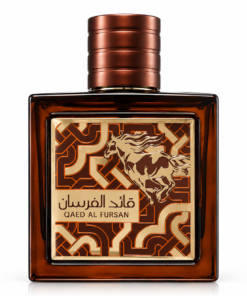 Lattafa Qaed Al Fursan Untamed 90 ml, flacon brun cu decor auriu și capac arămiu