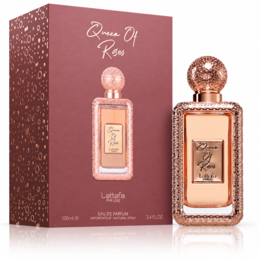 Lattafa Queen of Roses 100 ml apă de parfum damă – flacon rose-gold și cutie