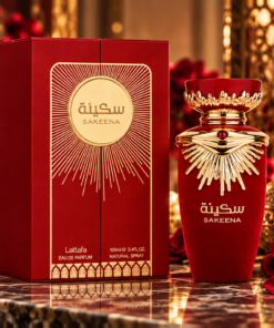 Lattafa Sakeena 100 ml parfum de damă în decor premium roșu și auriu