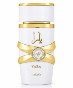 Lattafa Yara Moi 100 ml – flacon alb de apă de parfum pentru femei, cu detalii aurii