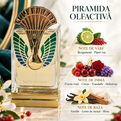 Maison Alhambra La Charmante Eau de Parfum 100 ml – flacon și piramidă olfactivă