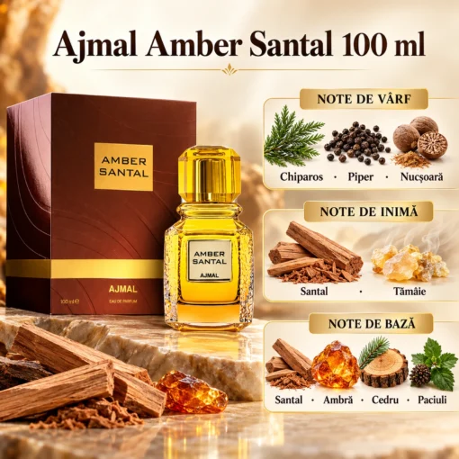 Ajmal Amber Santal 100 ml, piramida olfactivă
