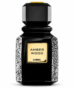 Ajmal Amber Wood 50 ml, flacon pe fundal alb