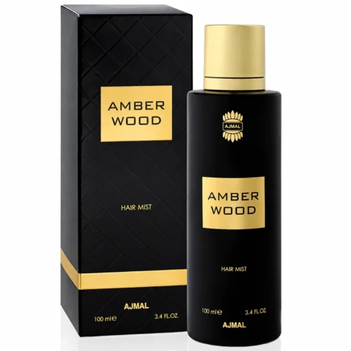 Ajmal Amber Wood Hair Mist 100 ml, flacon și cutie