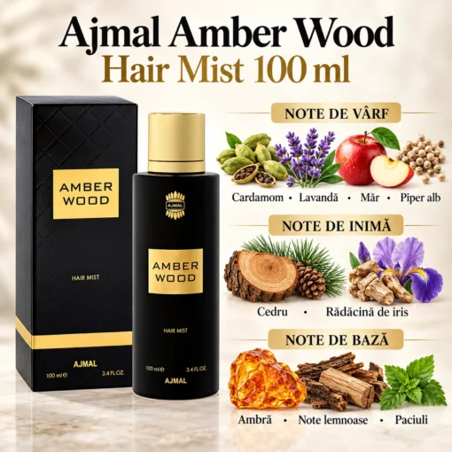 Ajmal Amber Wood Hair Mist 100 ml, piramida olfactivă