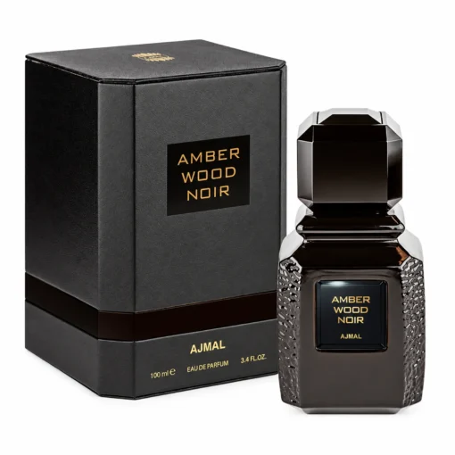 Ajmal Amber Wood Noir 100 ml, flacon și cutie
