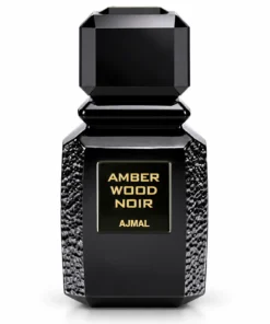 Ajmal Amber Wood Noir 50 ml, flacon pe fundal alb