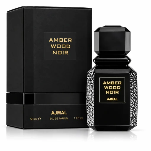 Ajmal Amber Wood Noir 50 ml, flacon și cutie
