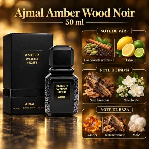 Ajmal Amber Wood Noir 50 ml, piramida olfactivă