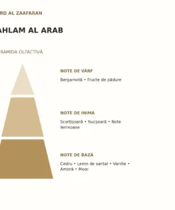 Piramida olfactivă Ahlam Al Arab Ard Al Zaafaran: note de vârf, inimă și bază