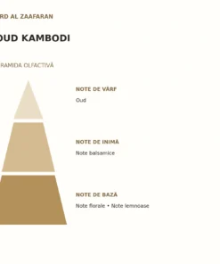 Piramida olfactivă Oud Kambodi Ard Al Zaafaran: note de vârf, inimă și bază