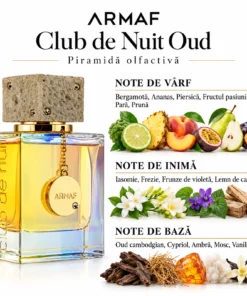 Armaf Club de Nuit Oud 105 ml – flacon și piramidă olfactivă