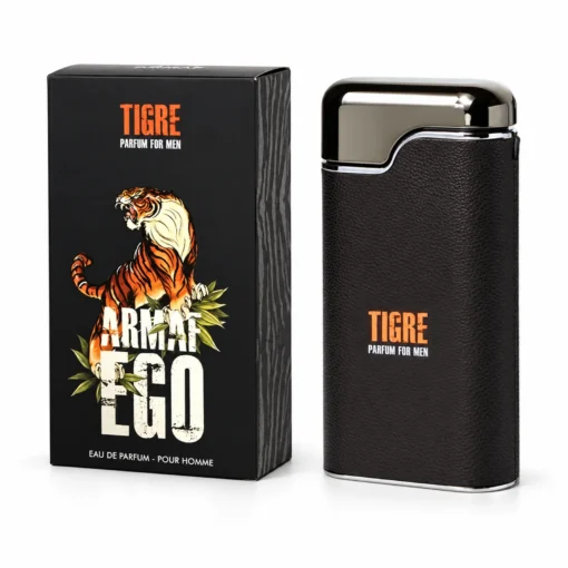 Armaf Ego Tigre 100 ml – cutie și flacon pe fundal alb