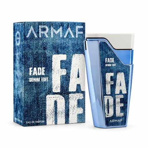 Armaf Fade Denim Edit 80 ml – cutie și flacon pe fundal alb