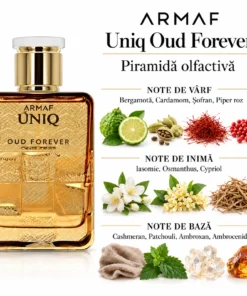 Armaf Uniq Oud Forever 100 ml – flacon și piramidă olfactivă
