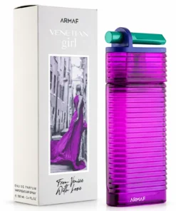 Armaf Venetian Girl From Venice With Love 100 ml – cutie și flacon pe fundal alb
