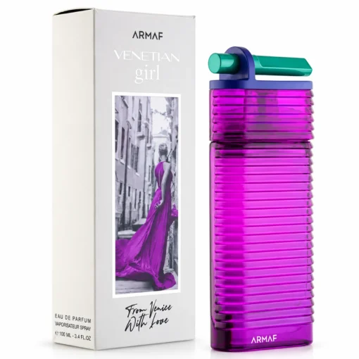 Armaf Venetian Girl From Venice With Love 100 ml – cutie și flacon pe fundal alb