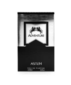 Cutia originală a parfumului Adventure Asten 100 ml, pe fundal alb