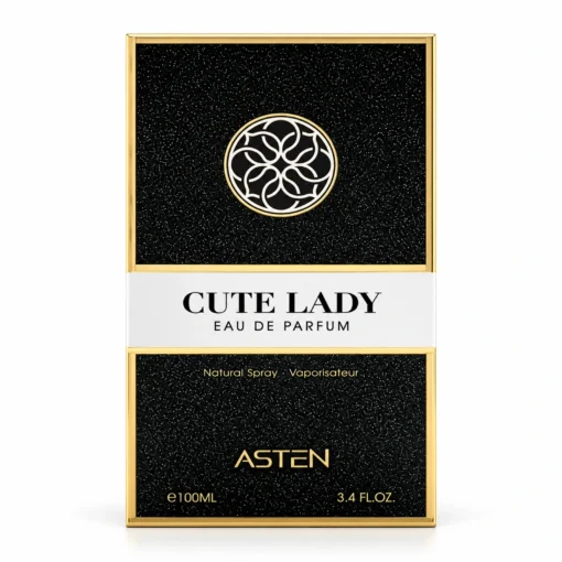 Cutia originală pentru Cute Lady Asten, parfum 100 ml, pe fundal alb