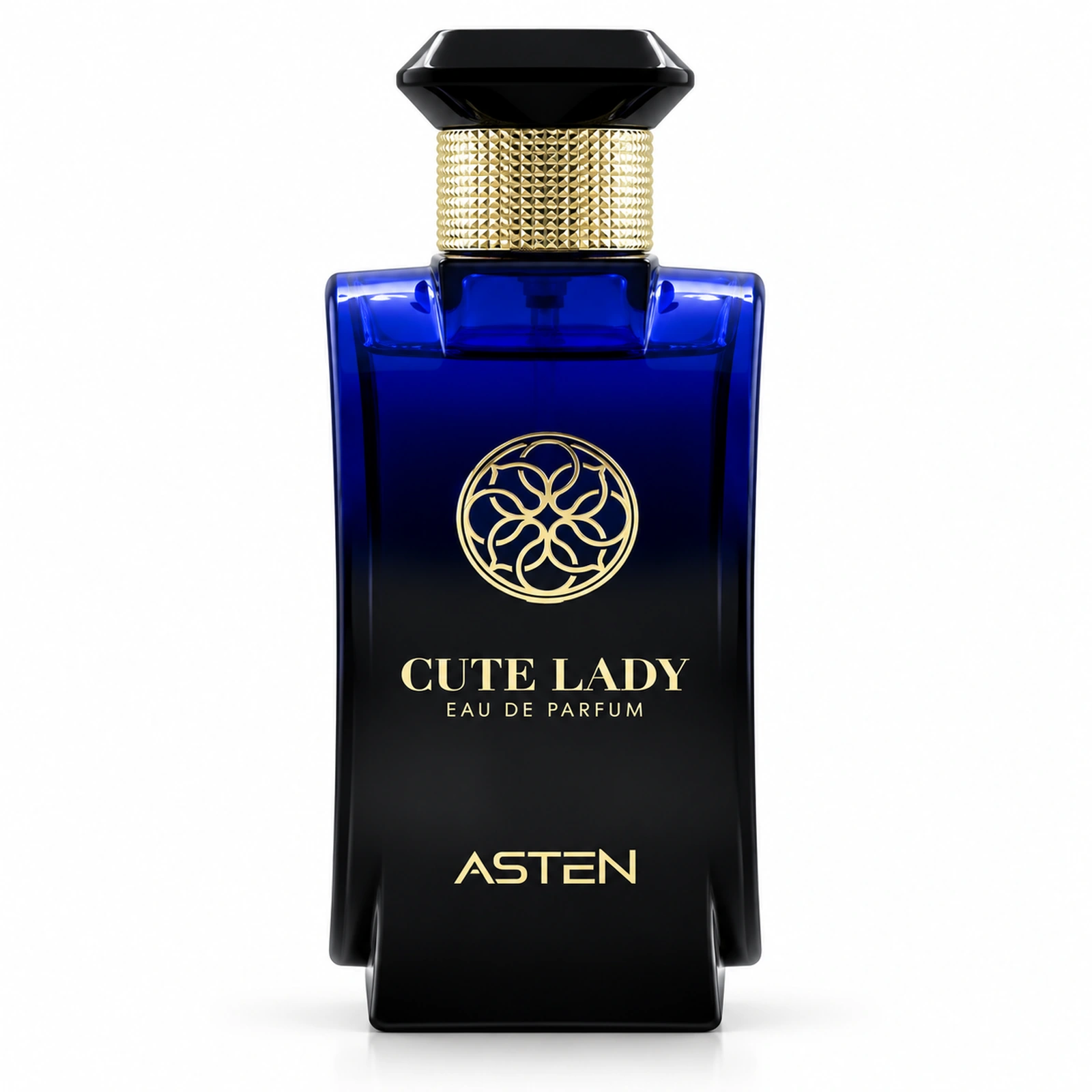 Flacon Cute Lady Asten, apă de parfum pentru femei, 100 ml, pe fundal alb