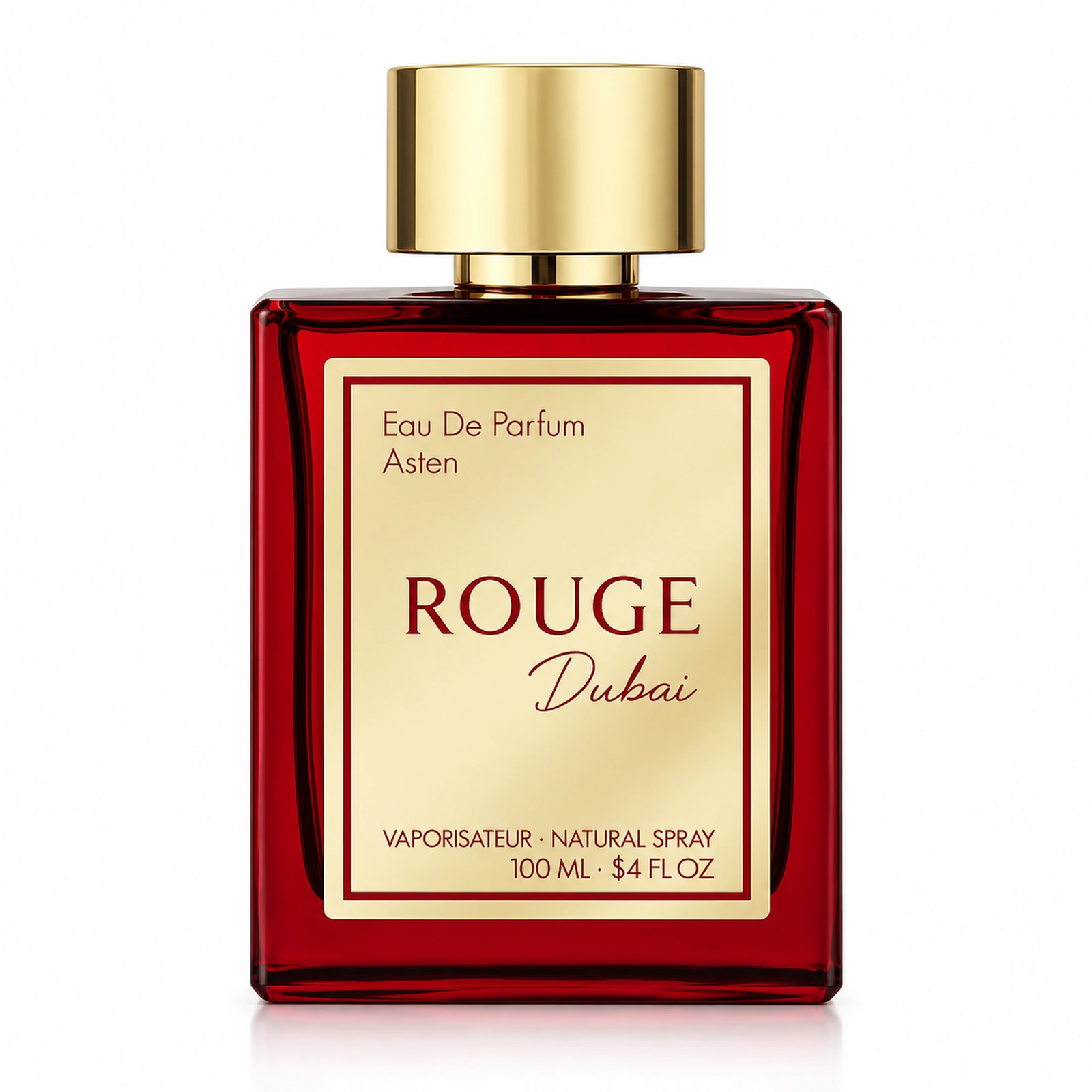 Flacon Rouge Dubai Asten, apă de parfum unisex, 100 ml, pe fundal alb