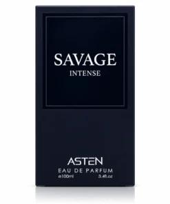 Cutia originală Savage Intense Asten, apă de parfum 100 ml, pe fundal alb