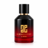 Parfum unisex Almond Effect by PATRIC 100 ml, flacon negru cu degrade roșu, capac negru și logo auriu AE, pe fundal alb.