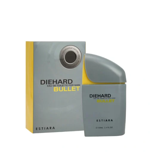 Estiara Die Hard Bullet 100 ml, flacon și cutie originale gri cu galben