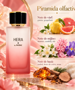 Piramida olfactivă Hera by PATRIC 100 ml, cu gutuie, grapefruit, iasomie, zambilă, iris, ambră, lemn de cedru și mosc.