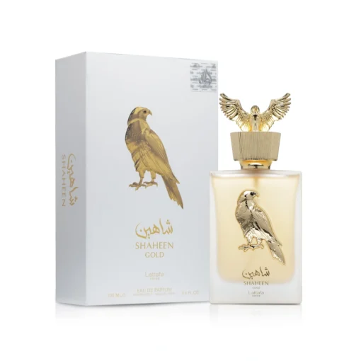 Lattafa Pride Shaheen Gold 100 ml – flacon și cutie
