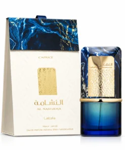 Lattafa Al Nashama Caprice 100 ml – flacon albastru cu capac marmorat și cutie originală