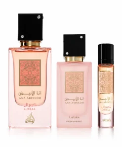 Set Ana Abiyedh Coral: parfum 60 ml, parfum pentru păr 50 ml și miniatură de parfum 12 ml, fără cutie
